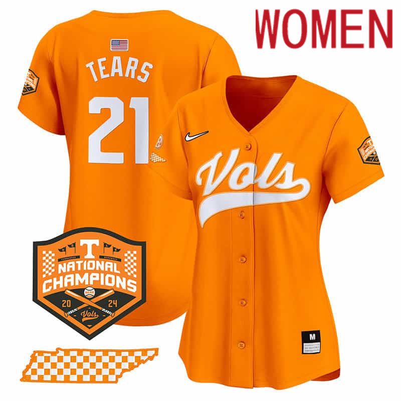 Women Tennessee Volunteers #21 Tears Orange 2024 Nike Champions Vapor Premier Limited NCAA Jersey->women nfl jersey->Women Jersey